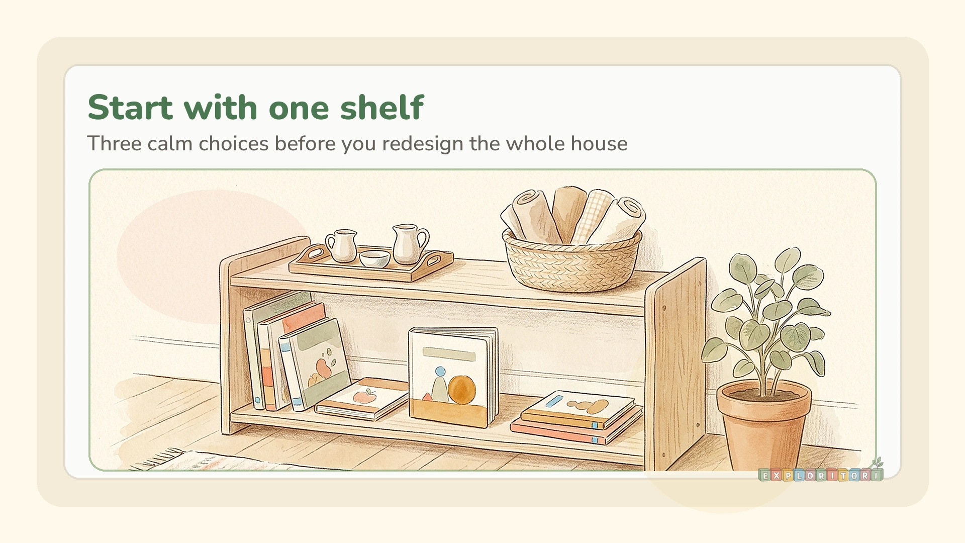 Montessori en casa con una mesa sensorial, una estantería baja y materiales sencillos para observar con calma